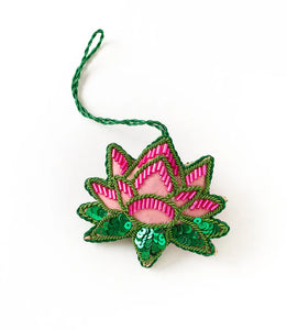 Larissa Plush Lotus Beaded Felt Ornament