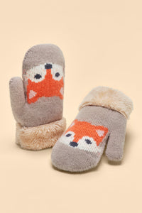 Fox Knitted Kid's Mittens