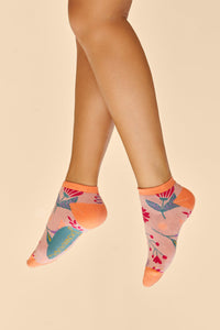 Watercolour Flowers Trainer Socks