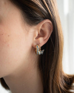 Blue Forget-Me-Not Hoop Earrings