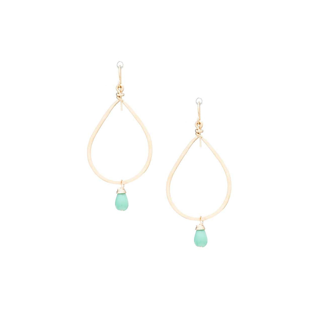 Gold Tear Drop Turquoise Beaded Earrings