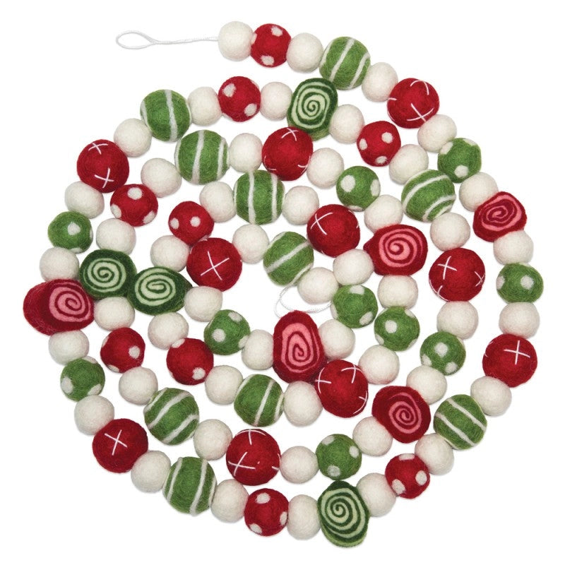 Needle Spiral & Polka Dot Christmas Ball Garland 8ft.