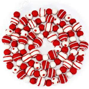 Spiral & Polka Dot Red & White Ball Garland 8ft.